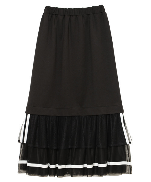 Candy Stripper(キャンディストリッパー)の「FLARE HEM JERSEY スカート(スカート・レディース・オフホワイト/ブラック×ブラック/ブラック×ホワイト・2)」の3枚目の写真