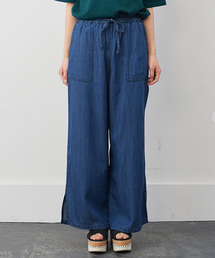 IEDIT | ＩＥＤＩＴ　サイドスリット接触冷感ワイドデニム〈ブルー〉(デニムパンツ)