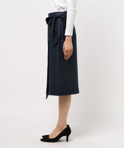 La TOTALITE（ラトータリテ）の「サテン切り替えラップスカート◆（スカート・レディース・ネイビー/ベージュ系その他/キャメル・38/36）」の4枚目の写真