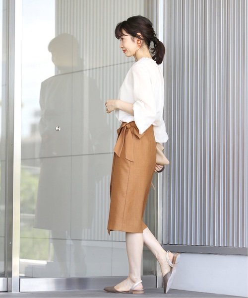 La TOTALITE（ラトータリテ）の「サテン切り替えラップスカート◆（スカート・レディース・ネイビー/ベージュ系その他/キャメル・38/36）」の12枚目の写真
