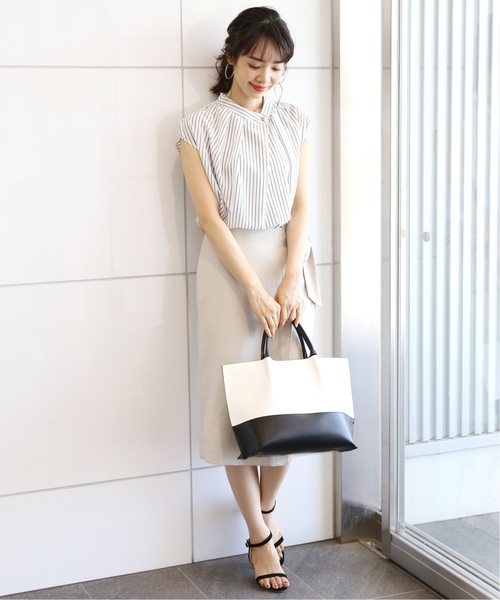 La TOTALITE（ラトータリテ）の「サテン切り替えラップスカート◆（スカート・レディース・ネイビー/ベージュ系その他/キャメル・38/36）」の6枚目の写真