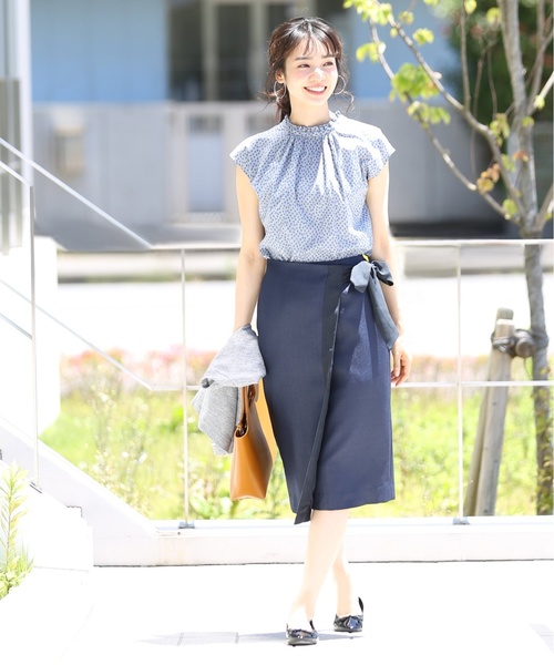 La TOTALITE（ラトータリテ）の「サテン切り替えラップスカート◆（スカート・レディース・ネイビー/ベージュ系その他/キャメル・38/36）」の13枚目の写真