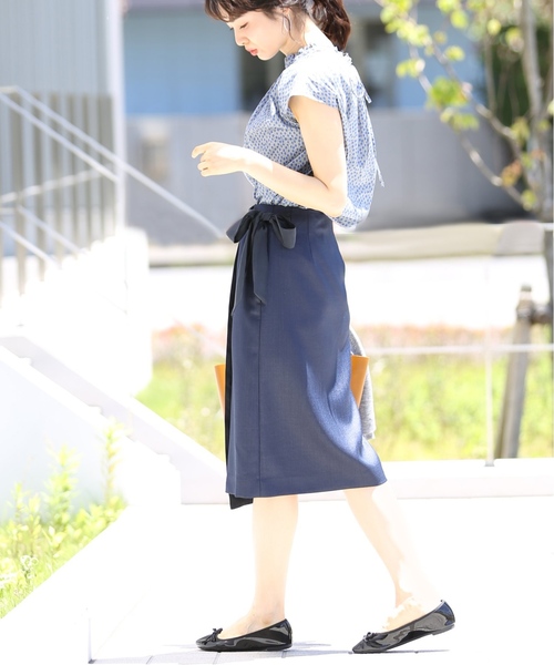 La TOTALITE（ラトータリテ）の「サテン切り替えラップスカート◆（スカート・レディース・ネイビー/ベージュ系その他/キャメル・38/36）」の14枚目の写真
