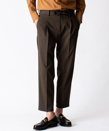 ウール調 ストレッチ ワイドテーパード パンツ