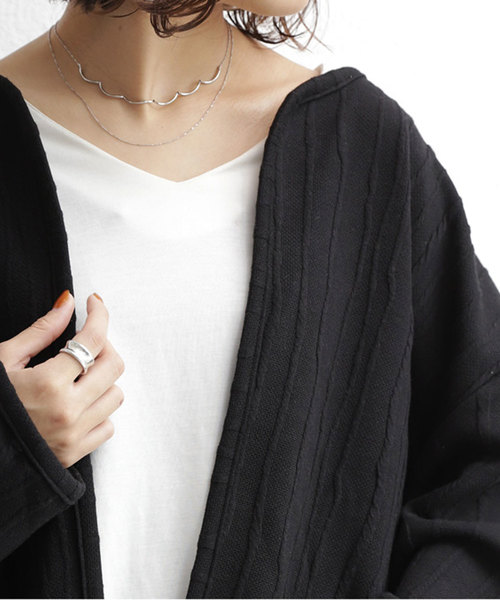 antiqua（アンティカ）の「立体柄ノーカラーカーディガン（カーディガン/ボレロ・レディース・ブラック・FREE）」の13枚目の写真