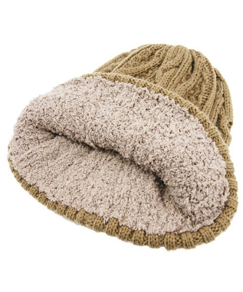 polcadot（ポルカドット）の「CABLE BOA WATCH/ケーブル 裏ボア ニットワッチ（ニットキャップ/ビーニー・レディース・ブラック/ベージュ/グレー/レッド/マスタード/アイボリー/ラベンダー/ライトグレー/ライトベージュ/ブルー/グリーン/カーキ/ダークグリーン/ネイビー・FREE）」の18枚目の写真