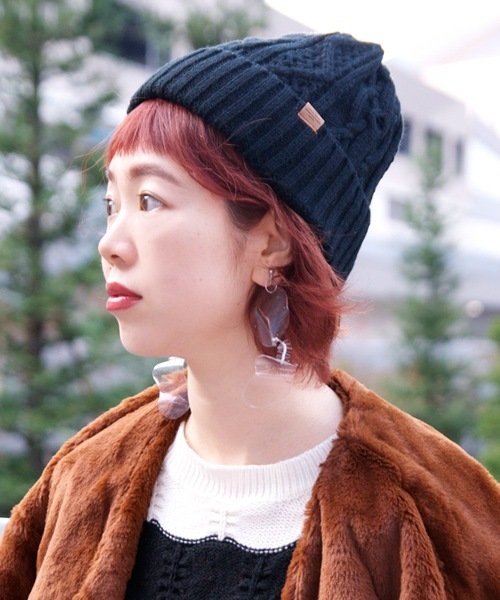 polcadot（ポルカドット）の「CABLE BOA WATCH/ケーブル 裏ボア ニットワッチ（ニットキャップ/ビーニー・レディース・ブラック/ベージュ/グレー/レッド/マスタード/アイボリー/ラベンダー/ライトグレー/ライトベージュ/ブルー/グリーン/カーキ/ダークグリーン/ネイビー・FREE）」の20枚目の写真