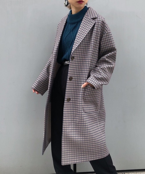 PAGEBOY(ページボーイ)の「【新春限定アイテム】ロングテーラーコート(ダウンジャケット/コート・レディース・サックスブルー/ブラック/チェック/グレイッシュベージュ・SMALL/MEDIUM)」の4枚目の写真