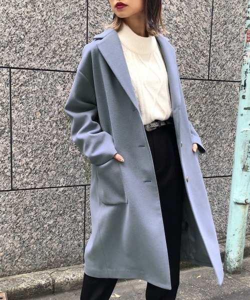 PAGEBOY(ページボーイ)の「【新春限定アイテム】ロングテーラーコート(ダウンジャケット/コート・レディース・サックスブルー/ブラック/チェック/グレイッシュベージュ・SMALL/MEDIUM)」の3枚目の写真