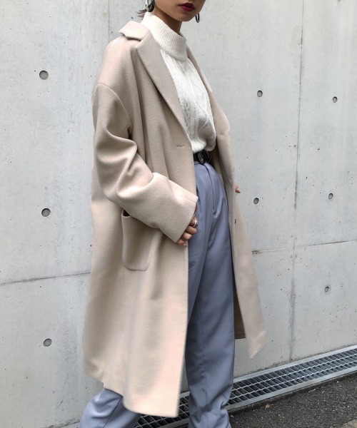 PAGEBOY(ページボーイ)の「【新春限定アイテム】ロングテーラーコート(ダウンジャケット/コート・レディース・サックスブルー/ブラック/チェック/グレイッシュベージュ・SMALL/MEDIUM)」の2枚目の写真
