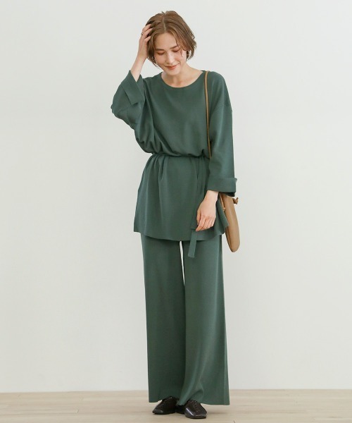 select MOCA(セレクトモカ)の「8分袖サマーニットセットアップ(セットアップ・レディース・ライトグリーン/アイボリー/ベージュ・FREE)」の3枚目の写真