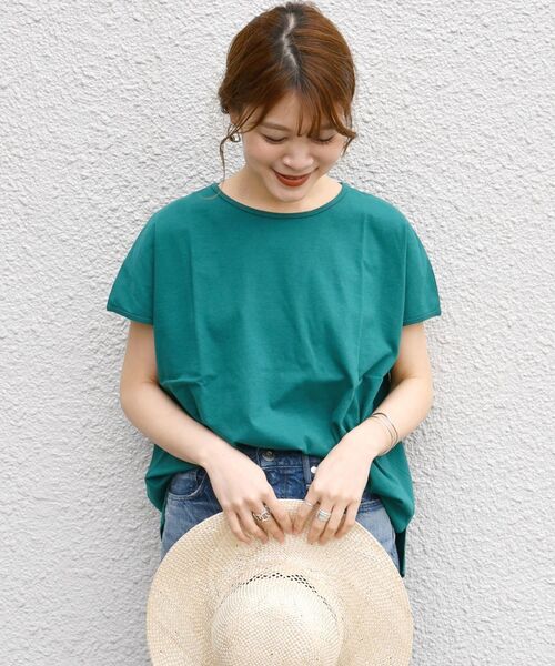 SHIPS Days(シップスデイズ)の「SHIPS Days STANDARD:【UVカット】クルーネック TEE(Tシャツ/カットソー)」|グリーン