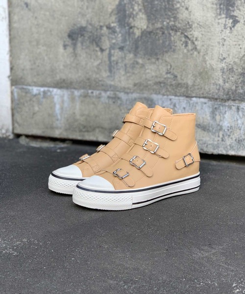 ASH（アッシュ）の「ASH/アッシュ【VIRGIN】ベルトハイカットスニーカー インヒール ロック ビンテージ 5cmヒール（スニーカー・レディース・ブラック/キャメル/ライトグレー/アッシュブラウン/ブラック×ブラック/ホワイト/ブラウン/アイボリー/カーキ/ブルー/ピンク/ブラウン系/パープル・35/36/37/38/39/40）」の12枚目の写真