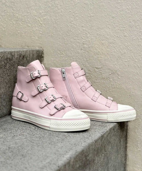 ASH（アッシュ）の「ASH/アッシュ【VIRGIN】ベルトハイカットスニーカー インヒール ロック ビンテージ 5cmヒール（スニーカー・レディース・ブラック/キャメル/ライトグレー/アッシュブラウン/ブラック×ブラック/ホワイト/ブラウン/アイボリー/カーキ/ブルー/ピンク/ブラウン系/パープル・35/36/37/38/39/40）」の13枚目の写真