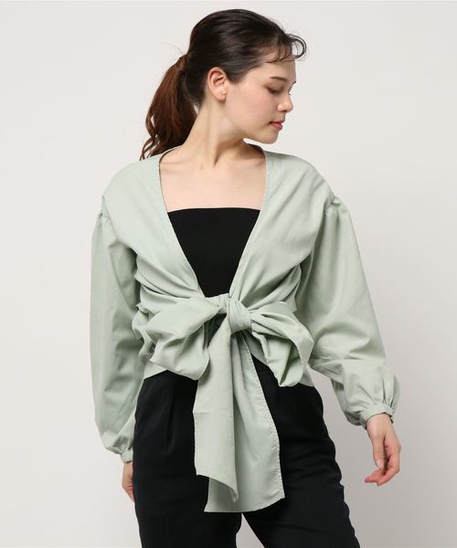 STYLEBLOCK（スタイルブロック）の「ビッグリボンブラウス（シャツ/ブラウス・レディース・ベージュ/ピンク/ミント/ライトベージュ・M）」の4枚目の写真