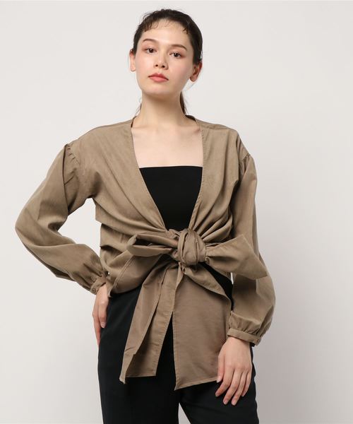 STYLEBLOCK（スタイルブロック）の「ビッグリボンブラウス（シャツ/ブラウス・レディース・ベージュ/ピンク/ミント/ライトベージュ・M）」の7枚目の写真