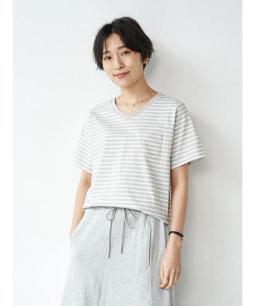 AMERICAN HOLIC（アメリカンホリック）の「ポケット付きVネックカットプルオーバー 〇（Tシャツ/カットソー・レディース・ブラック/ベージュ/オフホワイト/カーキ/サックスブルー/グレー系その他4/ブルー系その他2/ホワイト系その他4・M/L）」の22枚目の写真