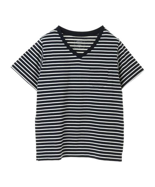 AMERICAN HOLIC（アメリカンホリック）の「ポケット付きVネックカットプルオーバー 〇（Tシャツ/カットソー・レディース・ブラック/ベージュ/オフホワイト/カーキ/サックスブルー/グレー系その他4/ブルー系その他2/ホワイト系その他4・M/L）」の10枚目の写真