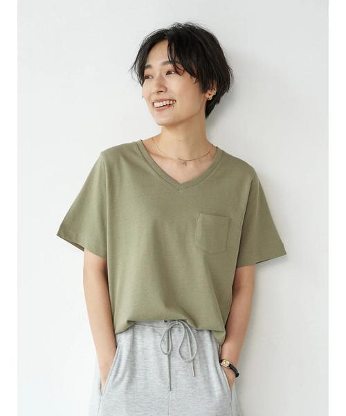 AMERICAN HOLIC（アメリカンホリック）の「ポケット付きVネックカットプルオーバー 〇（Tシャツ/カットソー・レディース・ブラック/ベージュ/オフホワイト/カーキ/サックスブルー/グレー系その他4/ブルー系その他2/ホワイト系その他4・M/L）」の7枚目の写真