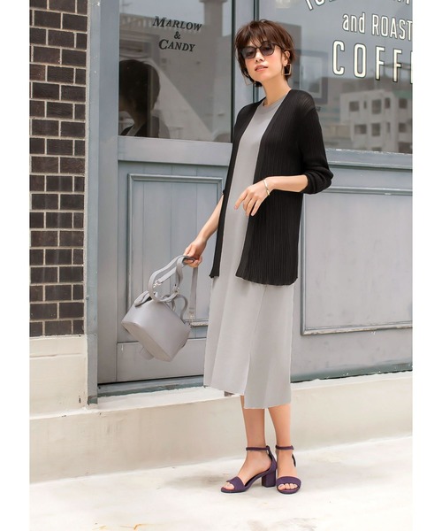 STYLE DELI(スタイルデリ)の「シアー涼感◆ランダムリブトッパーカーディガン(カーディガン/ボレロ・レディース・ブラック/ベージュ・FREE)」の7枚目の写真