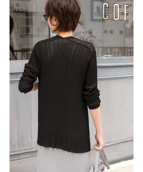 STYLE DELI(スタイルデリ)の「シアー涼感◆ランダムリブトッパーカーディガン(カーディガン/ボレロ・レディース・ブラック/ベージュ・FREE)」の8枚目の写真