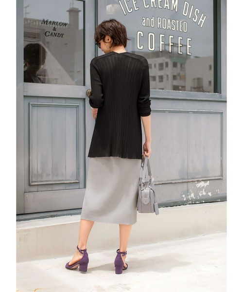 STYLE DELI(スタイルデリ)の「シアー涼感◆ランダムリブトッパーカーディガン(カーディガン/ボレロ・レディース・ブラック/ベージュ・FREE)」の15枚目の写真