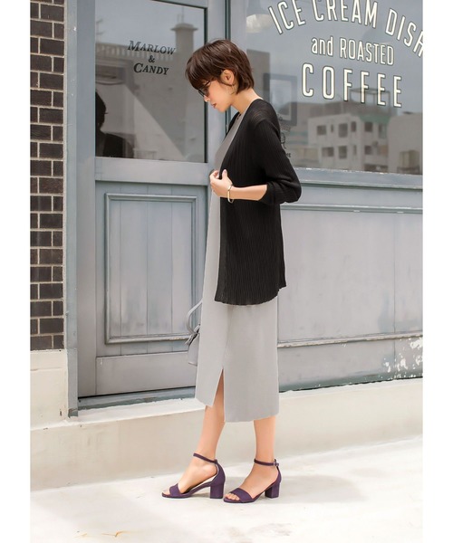 STYLE DELI(スタイルデリ)の「シアー涼感◆ランダムリブトッパーカーディガン(カーディガン/ボレロ・レディース・ブラック/ベージュ・FREE)」の4枚目の写真