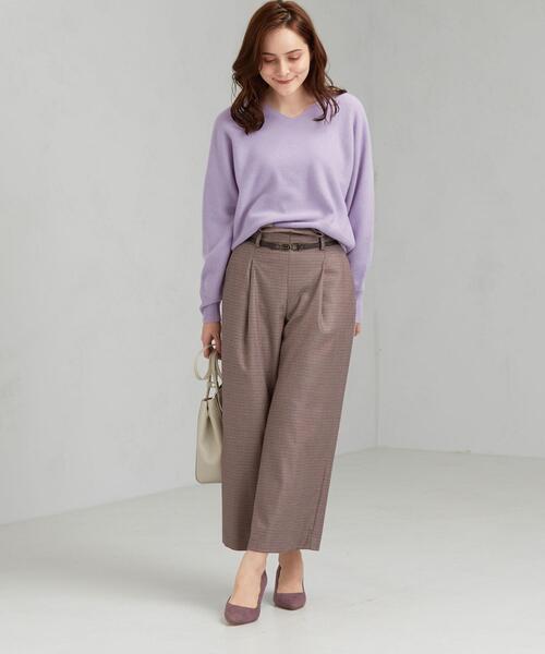 green label relaxing（グリーンレーベルリラクシング）の「D ウール ドルマン Vネック プルオーバー ニット（ニット/セーター・レディース・ライラック/ダークブラウン/ナチュラル/オリーブ・FREE）」の18枚目の写真