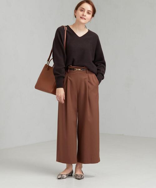 green label relaxing（グリーンレーベルリラクシング）の「D ウール ドルマン Vネック プルオーバー ニット（ニット/セーター・レディース・ライラック/ダークブラウン/ナチュラル/オリーブ・FREE）」の16枚目の写真