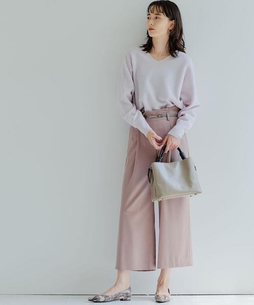 green label relaxing（グリーンレーベルリラクシング）の「D ウール ドルマン Vネック プルオーバー ニット（ニット/セーター・レディース・ライラック/ダークブラウン/ナチュラル/オリーブ・FREE）」の13枚目の写真