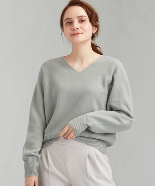 green label relaxing（グリーンレーベルリラクシング）の「D ウール ドルマン Vネック プルオーバー ニット（ニット/セーター・レディース・ライラック/ダークブラウン/ナチュラル/オリーブ・FREE）」の8枚目の写真