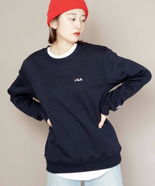 FILA(フィラ)の「【FILA/フィラ】ワンポイントトレーナー/スウェット ワンポイントロゴ刺繍(スウェット・レディース・ホワイト/ブラック/ワイン/ネイビー・MEDIUM/LARGE/X-LARGE)」の3枚目の写真