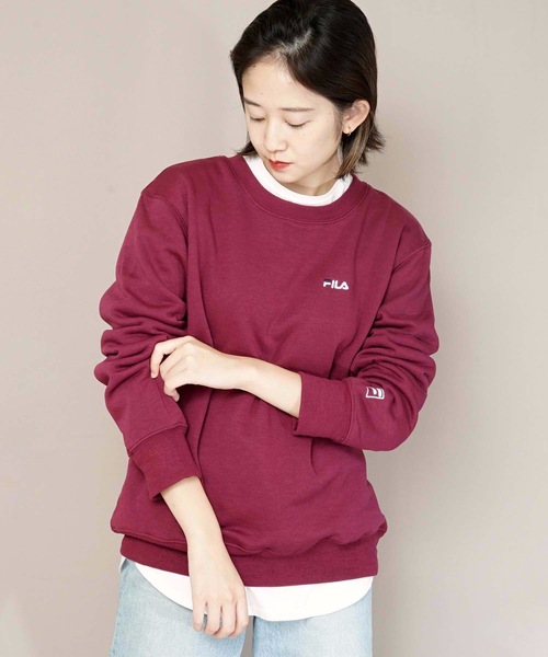 FILA(フィラ)の「【FILA/フィラ】ワンポイントトレーナー/スウェット ワンポイントロゴ刺繍(スウェット・レディース・ホワイト/ブラック/ワイン/ネイビー・MEDIUM/LARGE/X-LARGE)」の4枚目の写真