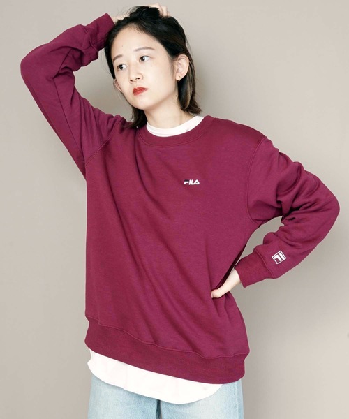 FILA(フィラ)の「【FILA/フィラ】ワンポイントトレーナー/スウェット ワンポイントロゴ刺繍(スウェット・レディース・ホワイト/ブラック/ワイン/ネイビー・MEDIUM/LARGE/X-LARGE)」の6枚目の写真