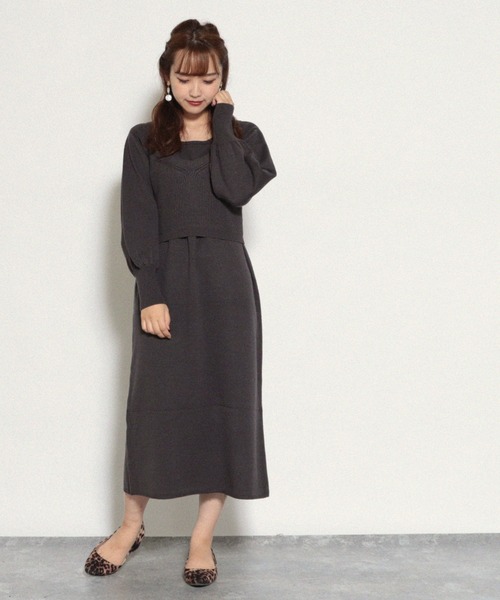 Cheek(チーク)の「ニットビスチェ×ワンピースアンサンブル(ワンピース・レディース・チャコールグレー/ベージュ/モカ・MEDIUM)」の16枚目の写真