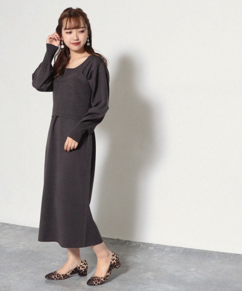 Cheek(チーク)の「ニットビスチェ×ワンピースアンサンブル(ワンピース・レディース・チャコールグレー/ベージュ/モカ・MEDIUM)」の15枚目の写真