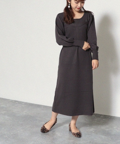 Cheek(チーク)の「ニットビスチェ×ワンピースアンサンブル(ワンピース・レディース・チャコールグレー/ベージュ/モカ・MEDIUM)」の22枚目の写真