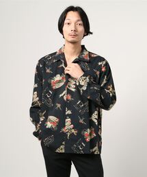 Schott 半袖シャツ Lサイズ 黒　HAWAIIAN SHIRT TATOO Schott／ショット／HAWAIIAN LS SHIRT