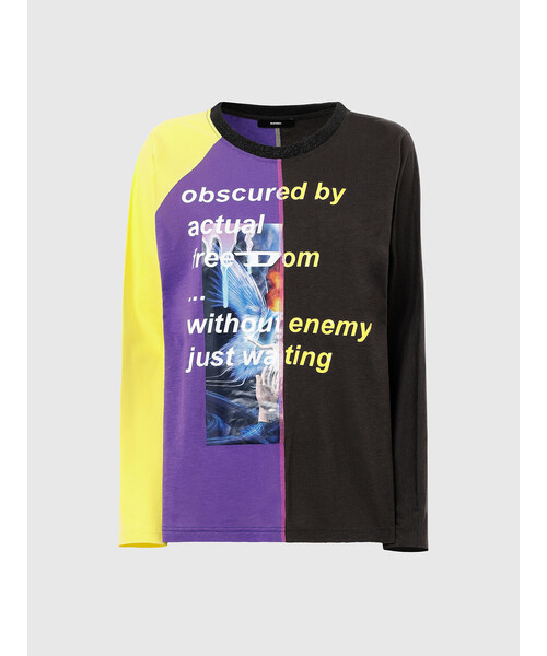 DIESEL（ディーゼル）の「レディース Tシャツ 長袖 プリント クルーネック（Tシャツ/カットソー・レディース・パープル/イエロー・X-SMALL/SMALL/LARGE/MEDIUM）」の6枚目の写真