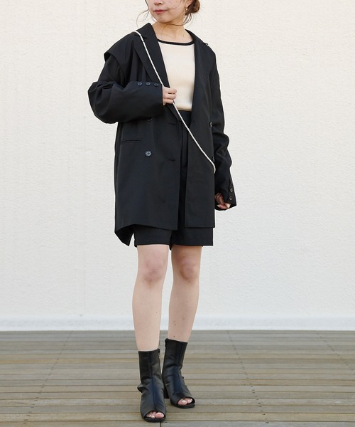 Chico（チコ）の「スラックスハーフパンツ/セットアップ（スラックス・レディース・ブラック/グレー/ライトベージュ・FREE）」の5枚目の写真