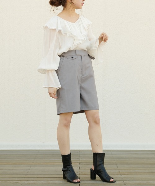 Chico（チコ）の「スラックスハーフパンツ/セットアップ（スラックス・レディース・ブラック/グレー/ライトベージュ・FREE）」の21枚目の写真