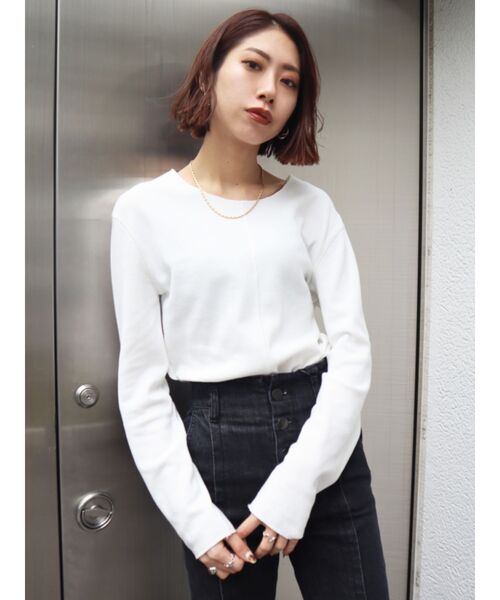 EMODA（エモダ）の「スリムフィットサーマルロンT（Tシャツ/カットソー・レディース・ブラック/ホワイト・FREE）」の3枚目の写真