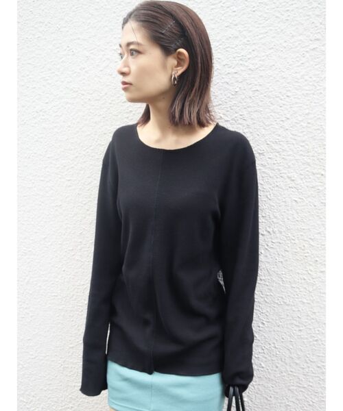 EMODA（エモダ）の「スリムフィットサーマルロンT（Tシャツ/カットソー・レディース・ブラック/ホワイト・FREE）」の5枚目の写真