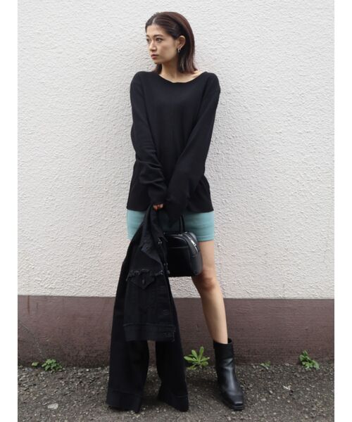 EMODA（エモダ）の「スリムフィットサーマルロンT（Tシャツ/カットソー・レディース・ブラック/ホワイト・FREE）」の6枚目の写真