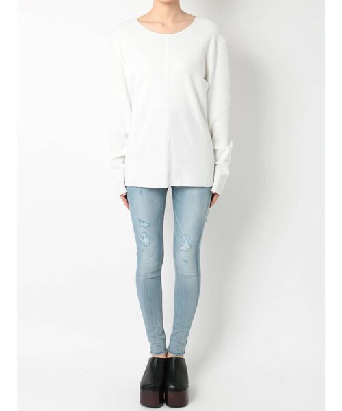 EMODA（エモダ）の「スリムフィットサーマルロンT（Tシャツ/カットソー・レディース・ブラック/ホワイト・FREE）」の13枚目の写真