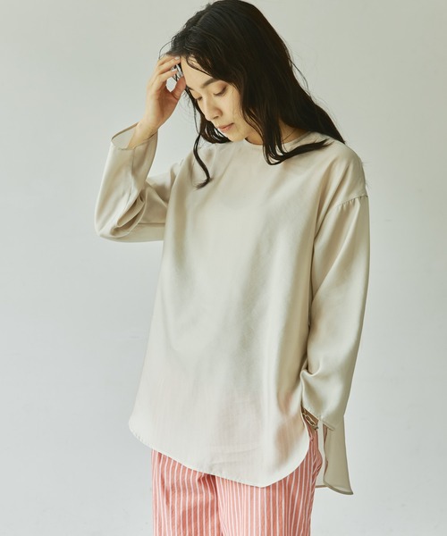 audrey and john wad（オードリーアンドジョンワッド）の「【Audrey and John Wad】シアーサテンプルオーバーブラウス-ウォッシャブル-（シャツ/ブラウス・レディース・ベージュ/ホワイト/グリーン系その他・FREE）」の7枚目の写真