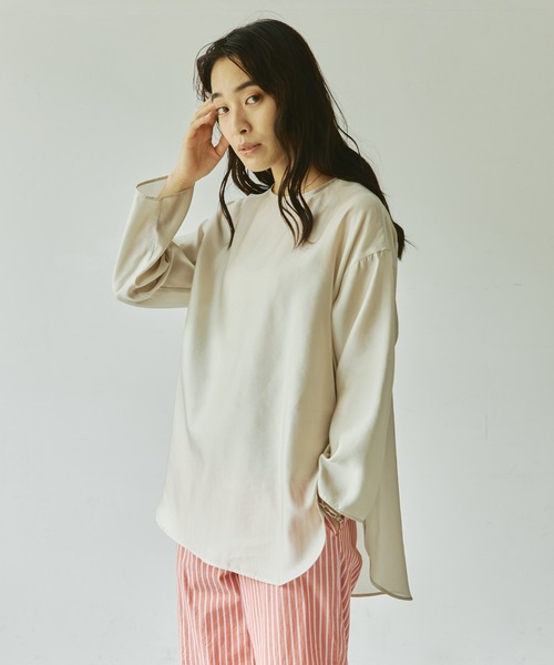 audrey and john wad（オードリーアンドジョンワッド）の「【Audrey and John Wad】シアーサテンプルオーバーブラウス-ウォッシャブル-（シャツ/ブラウス・レディース・ベージュ/ホワイト/グリーン系その他・FREE）」の8枚目の写真