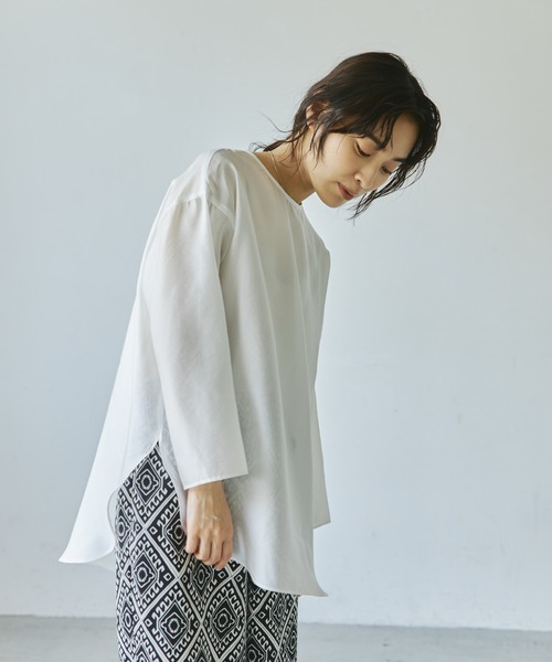 audrey and john wad（オードリーアンドジョンワッド）の「【Audrey and John Wad】シアーサテンプルオーバーブラウス-ウォッシャブル-（シャツ/ブラウス・レディース・ベージュ/ホワイト/グリーン系その他・FREE）」の10枚目の写真