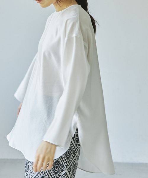 audrey and john wad（オードリーアンドジョンワッド）の「【Audrey and John Wad】シアーサテンプルオーバーブラウス-ウォッシャブル-（シャツ/ブラウス・レディース・ベージュ/ホワイト/グリーン系その他・FREE）」の11枚目の写真