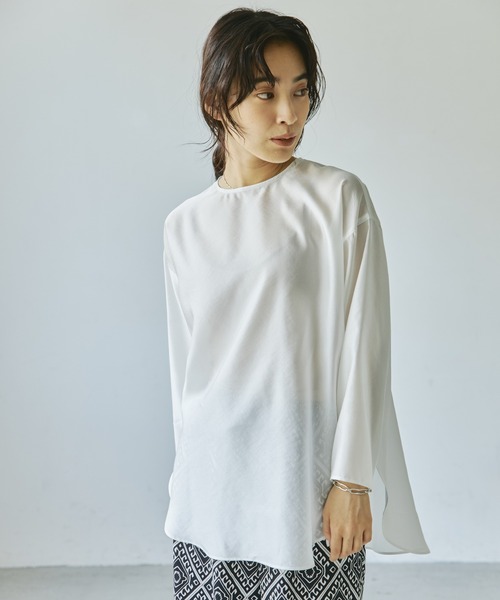 audrey and john wad（オードリーアンドジョンワッド）の「【Audrey and John Wad】シアーサテンプルオーバーブラウス-ウォッシャブル-（シャツ/ブラウス・レディース・ベージュ/ホワイト/グリーン系その他・FREE）」の12枚目の写真